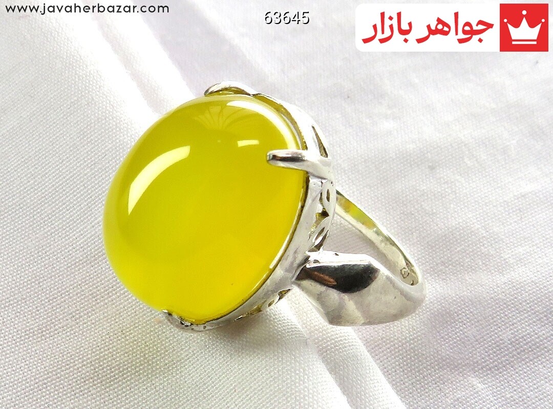 انگشتر نقره عقیق زرد طرح مهشید زنانه [شرف الشمس] رنگ تقویت شده